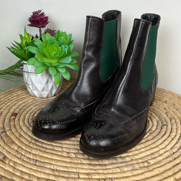 Wingtip Brogue Brown Leather Boot Italian Made Women’s Antonella Rossi 37 - Picture 1 of 12